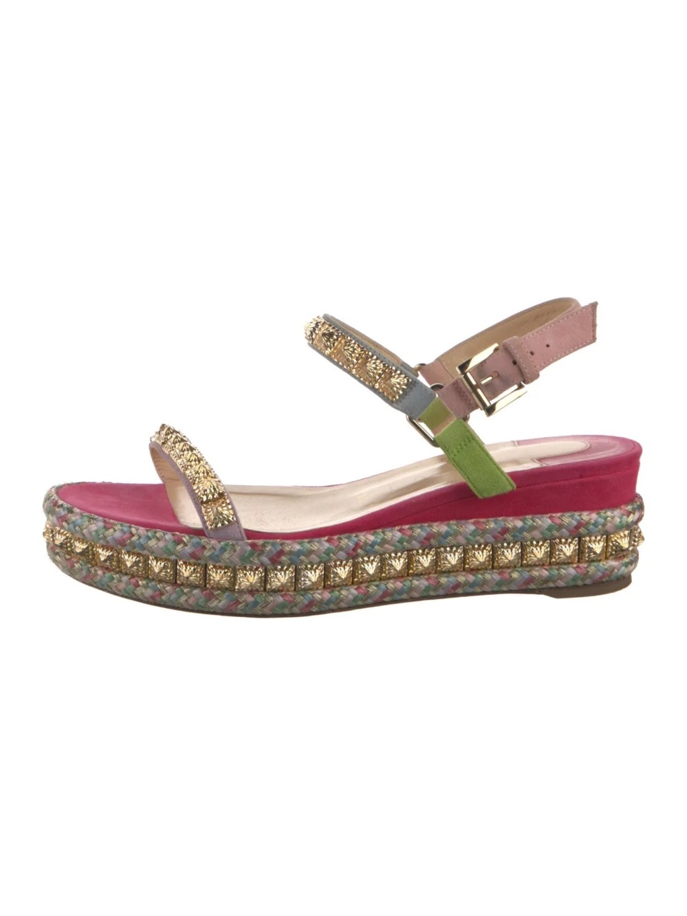 Christian Louboutin Pyraclou 60 Suede Espadrille Wedges EU 38